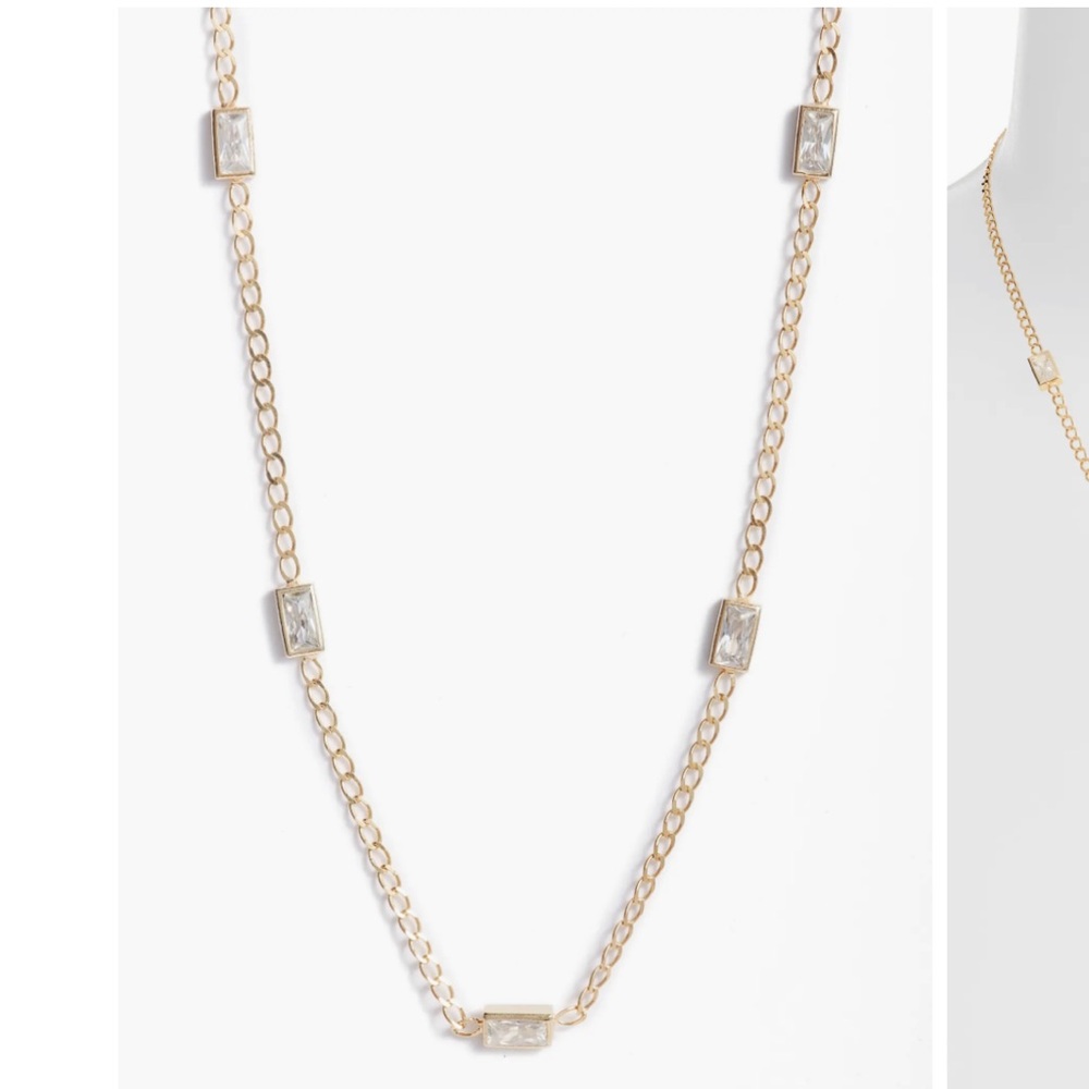 Argento Vivo Sterling Silver Cubic Zirconia Baguette Station
Necklace